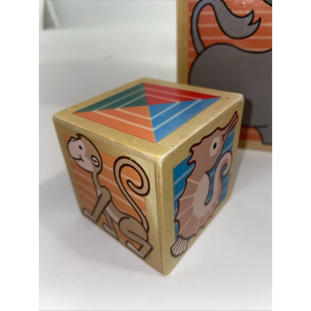 Melissa Doug ANIMAL NESTING BLOCKS Classic Wooden Toys Includes 4 Blocks VTG